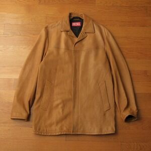Diesel L-Nico Tan Lambskin Leather Jacket Unisex Size 50 US M/L Brown Streetwear